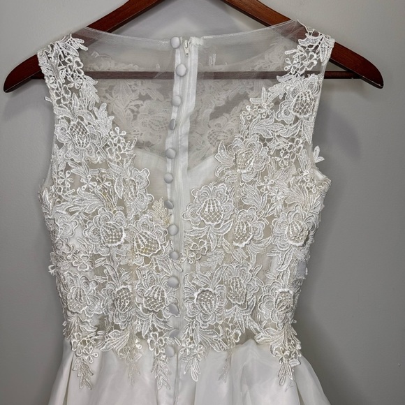 Cocktail Gown Wedding Short Tutu Floral Lace Tiered Organza Size XS - Picture 11 of 16